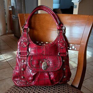 Wilsons Leather Red Croc-Embossed Bag